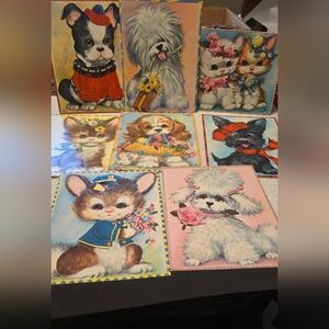 8 - 1970's PASTEL PETS oversized, 7.5 x 9.5 with envelopes.